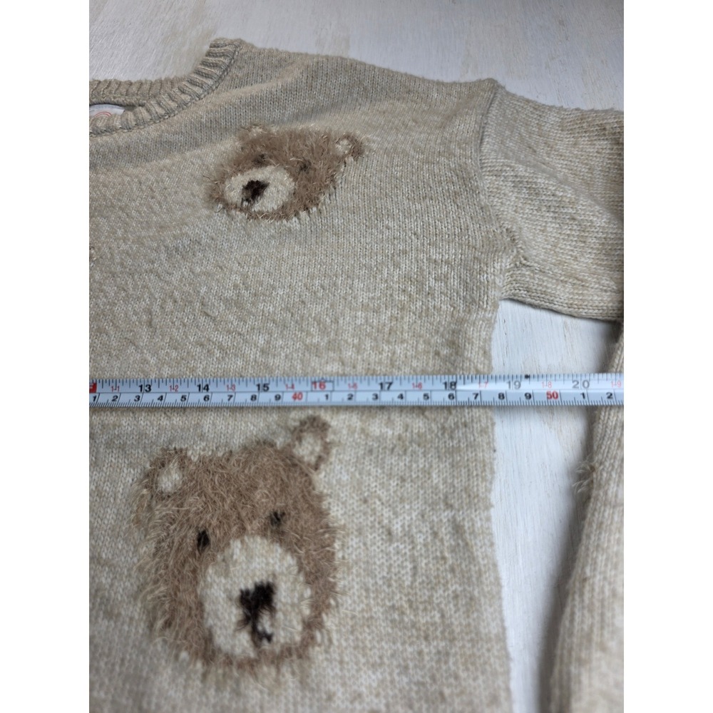Wonder Nation Kids XL 14-16 Teddy Bear Knit Sweater Beige Oatmeal Cottagecore - Picture 4 of 6